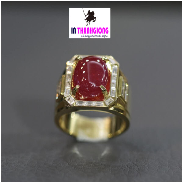 Nhẫn Ruby cabochon phong cách doanh nhân nam tính mạnh mẽ (NN320)